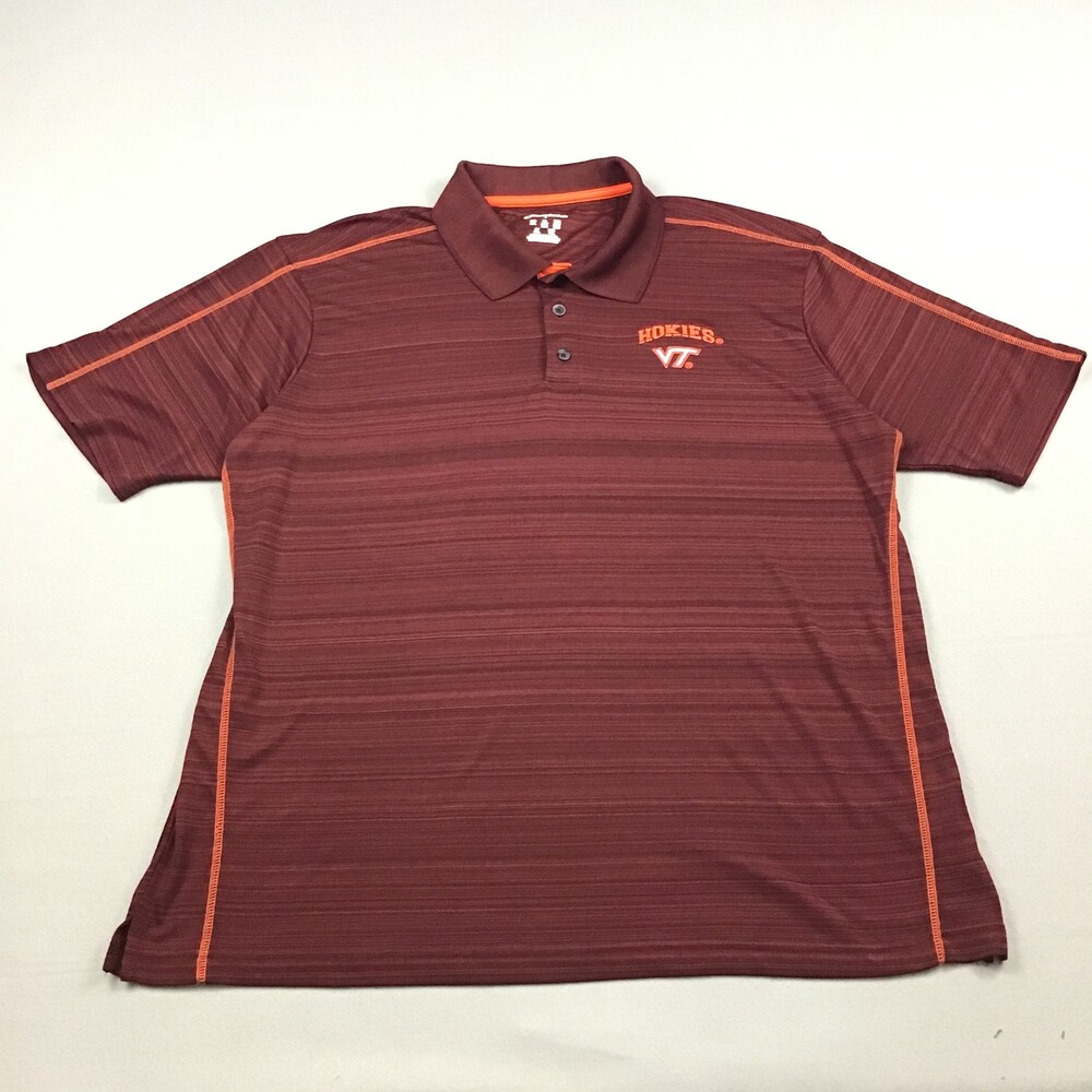 Virginia Tech Hokies Polo Shirt Men 2XL Burgundy Orange Champion NCAA XXL